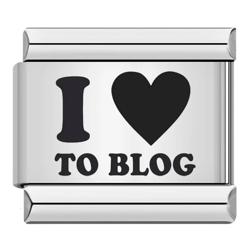 I Love to Blog, in Black, on Silver - Charms Official