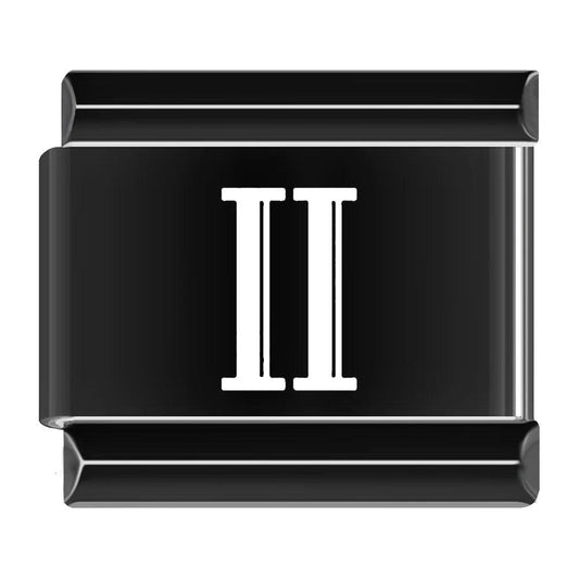 II, Roman Numeral, on Black - Charms Official