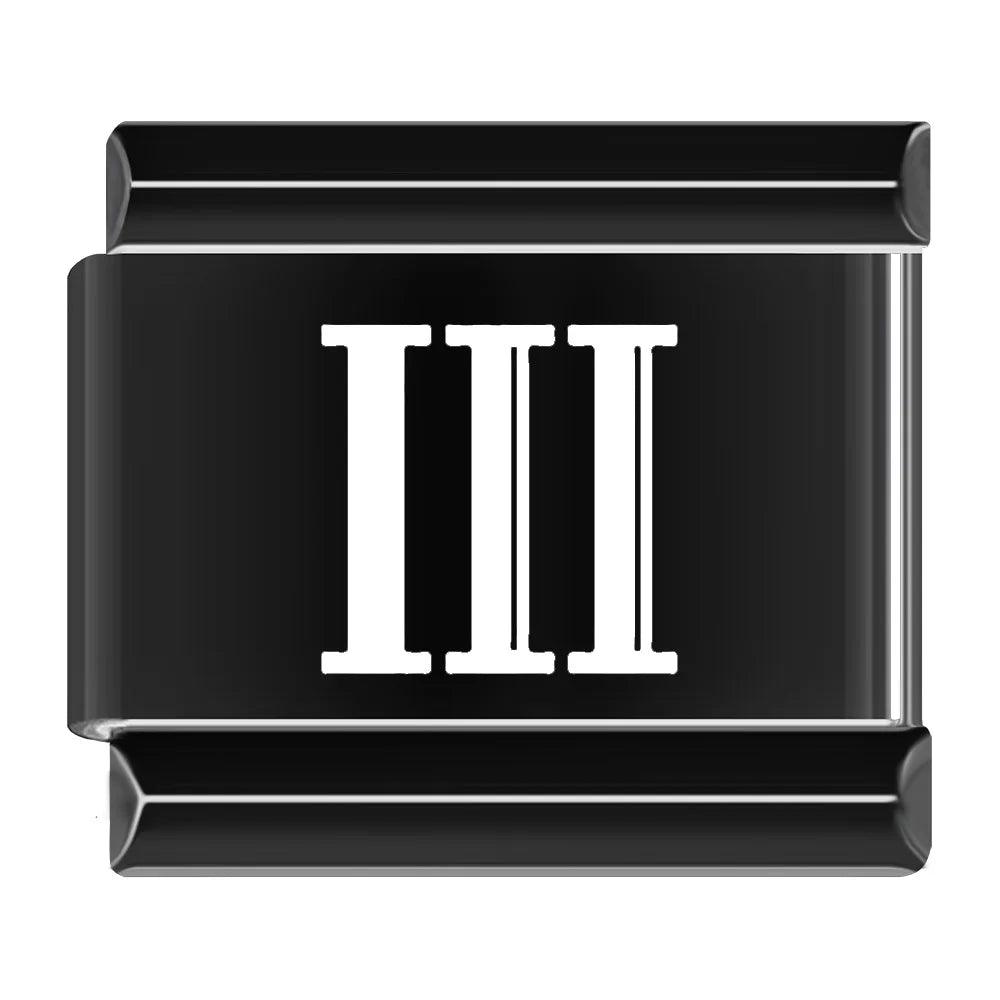 III, Roman Numeral, on Black - Charms Official