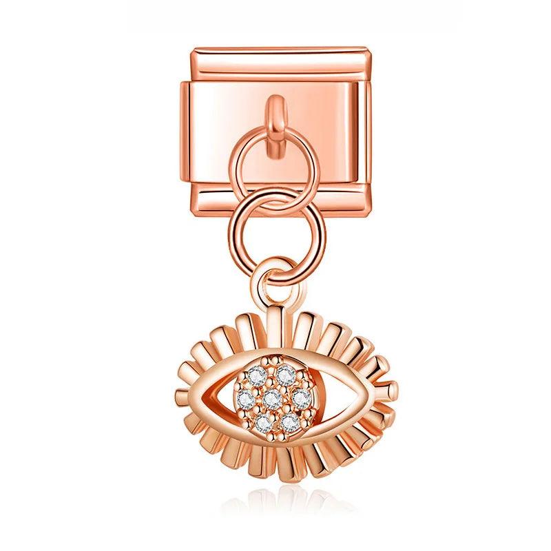 Illuminated Eye with Stones, on Rose Gold - Charms Official