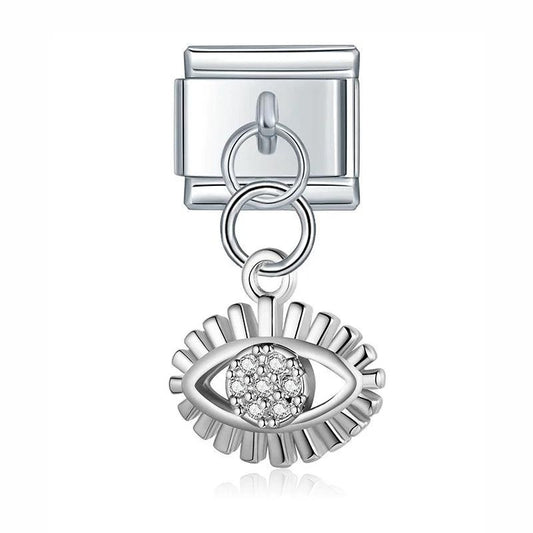 Illuminated Eye with Stones, on Silver - Charms Official