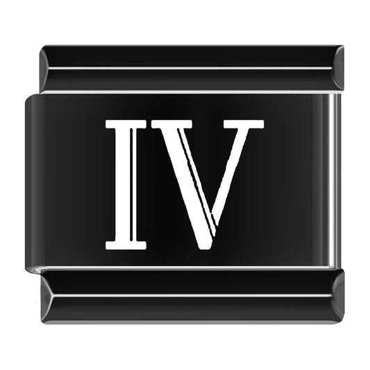 IV, Roman Numeral, on Black - Charms Official