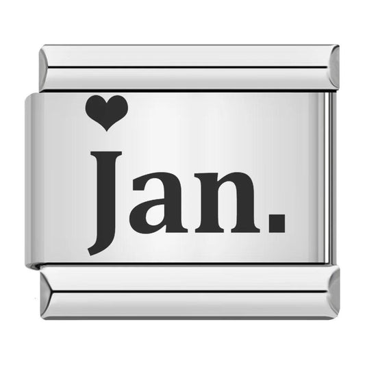 January with Heart, on Silver - Charms Official