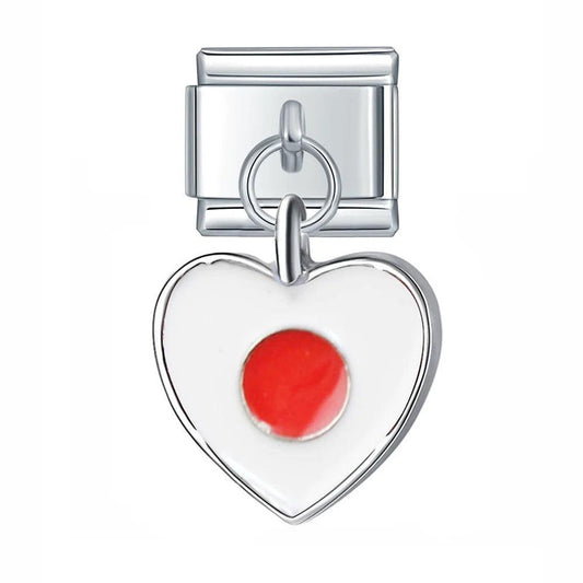 Japan Heart Flag, on Silver - Charms Official