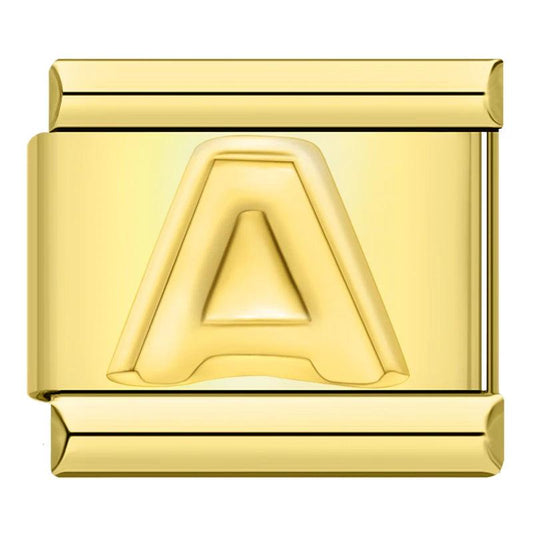 Letter A in Gold, on Gold - Charms Official