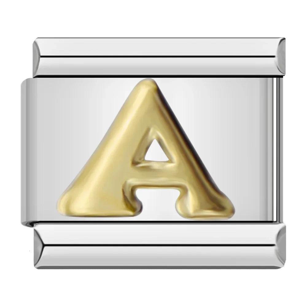 Letter A in Gold, on Silver - Charms Official