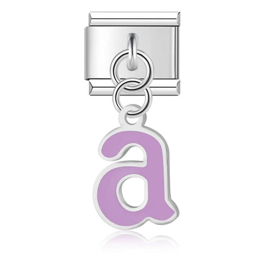 Letter A in Purple, on Silver - Charms Official