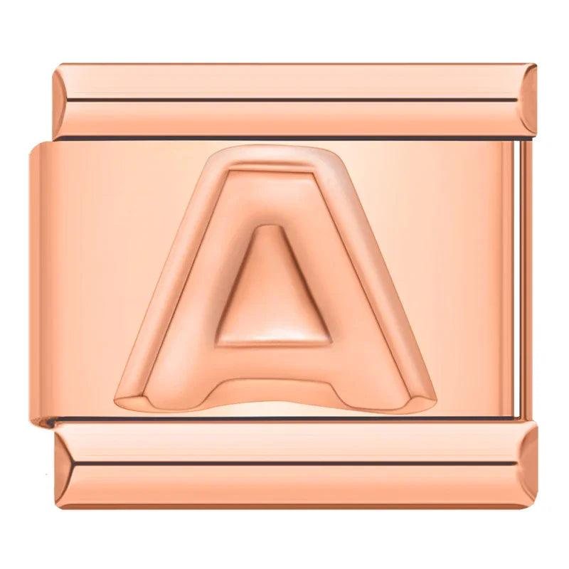 Letter A in Rose Gold, on Rose Gold - Charms Official