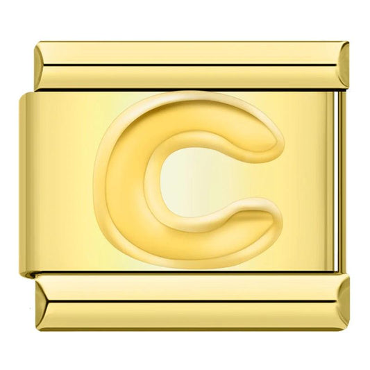 Letter C in Gold, on Gold - Charms Official