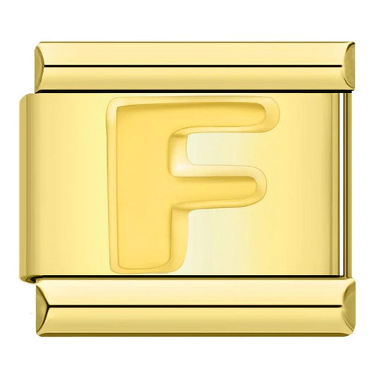 Letter F in Gold, on Gold - Charms Official