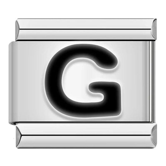 Letter G in Black, on Silver - Charms Official