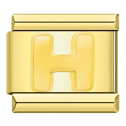 Letter H in Gold, on Gold - Charms Official