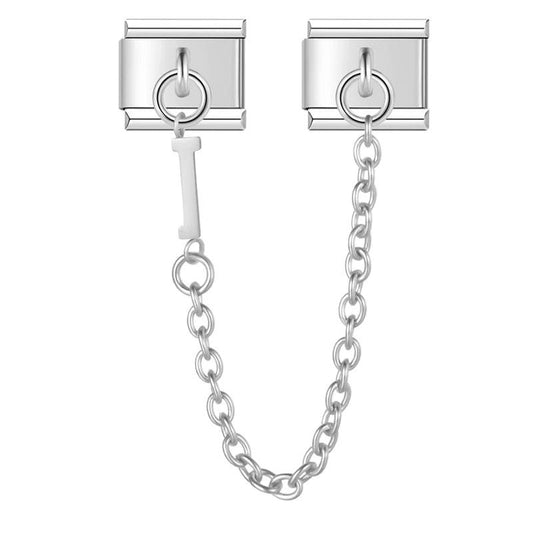 Letter I, Double Linked Charms, on Silver - Charms Official