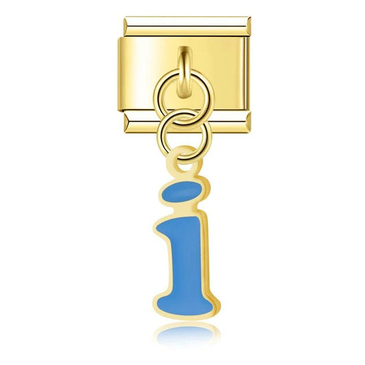 Letter I in Blue, on Gold - Charms Official