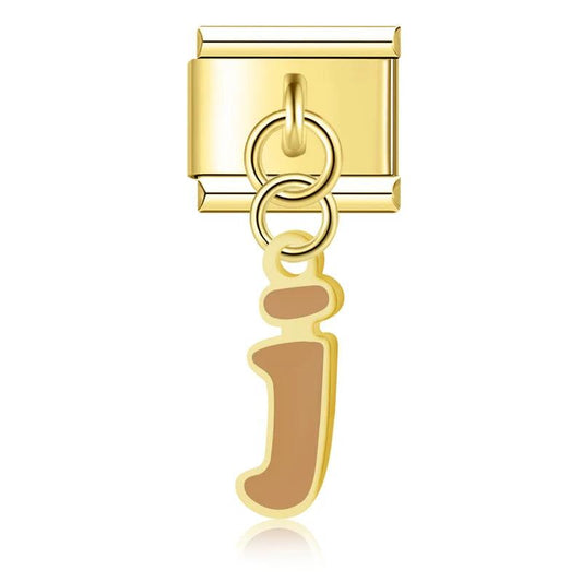 Letter J in Brown, on Gold - Charms Official
