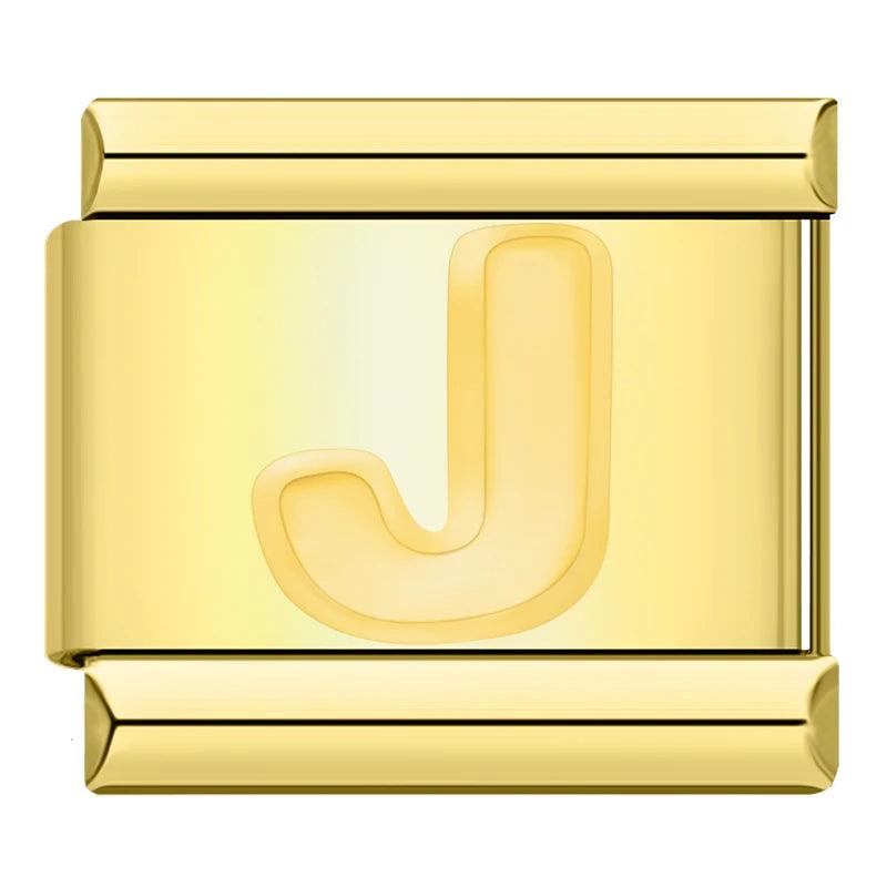 Letter J in Gold, on Gold - Charms Official
