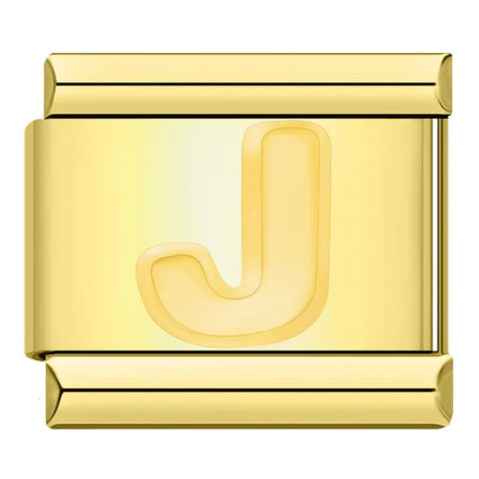 Letter J in Gold, on Gold - Charms Official
