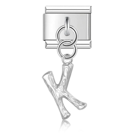 Letter K, Hanging, on Silver - Charms Official