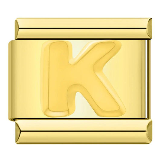 Letter K in Gold, on Gold - Charms Official