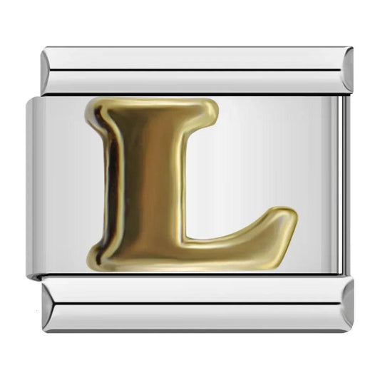 Letter L in Gold, on Silver - Charms Official