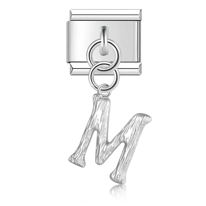 Letter M, Hanging, on Silver - Charms Official