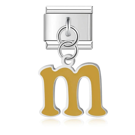 Letter M in Yellow, on Silver - Charms Official