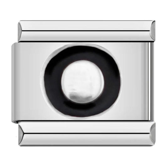 Letter O in Black, on Silver - Charms Official