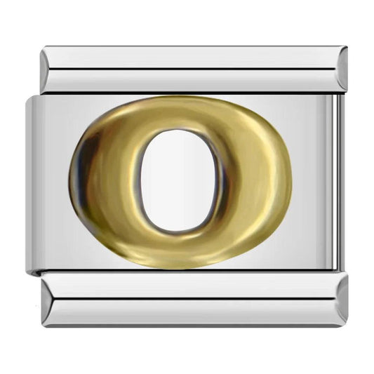 Letter O in Gold, on Silver - Charms Official