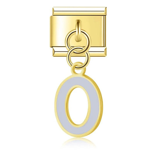 Letter O in Grey, on Gold - Charms Official