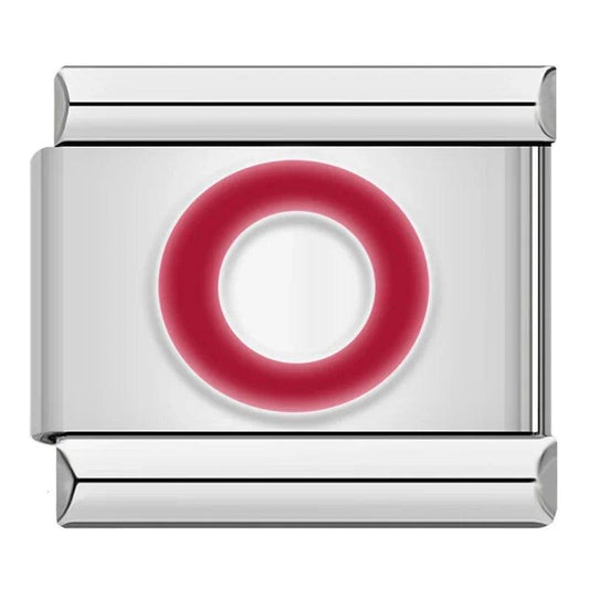 Letter O in Red, on Silver - Charms Official
