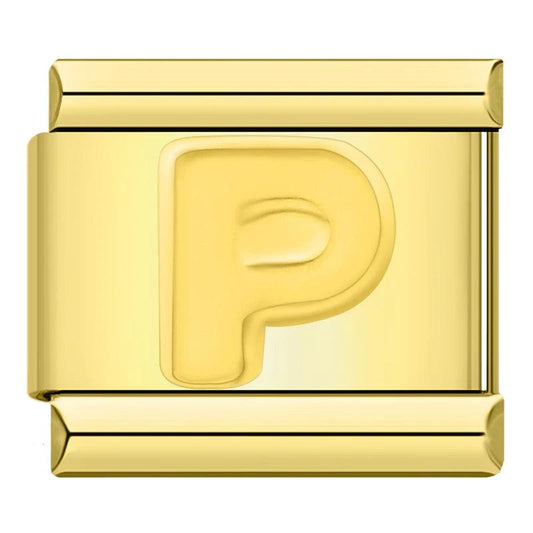 Letter P in Gold, on Gold - Charms Official