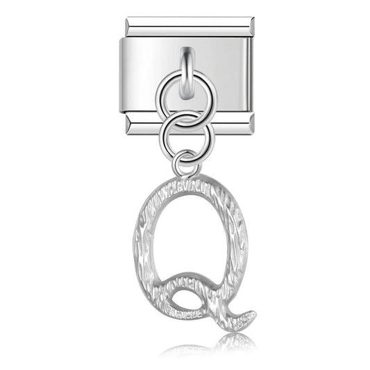 Letter Q, Hanging, on Silver - Charms Official
