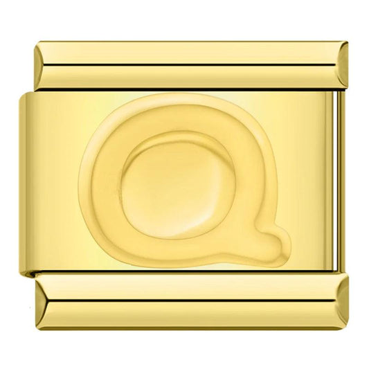 Letter Q in Gold, on Gold - Charms Official