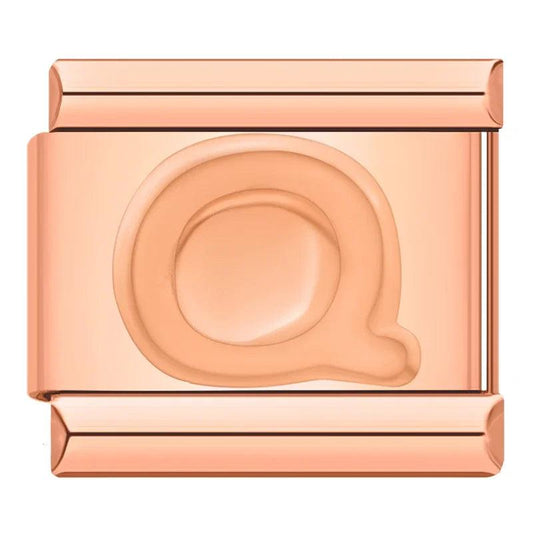 Letter Q in Rose Gold, on Rose Gold - Charms Official