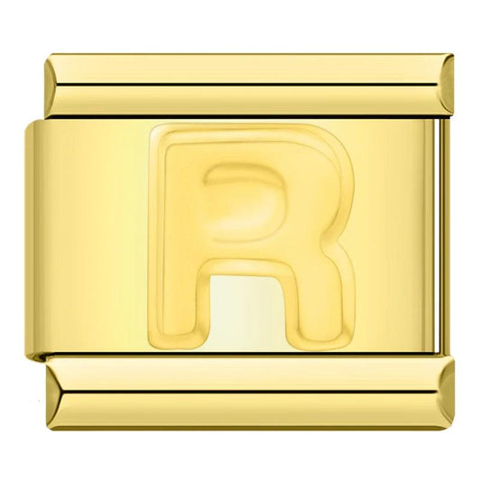 Letter R in Gold, on Gold - Charms Official
