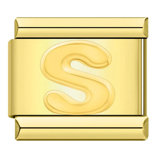 Letter S in Gold, on Gold - Charms Official