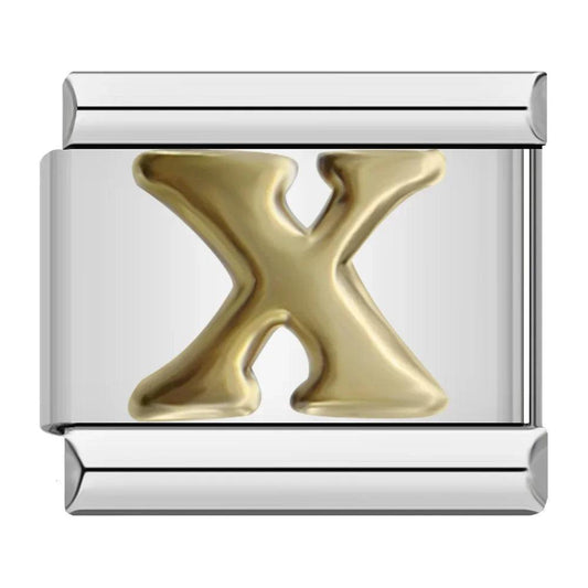 Letter X in Gold, on Silver - Charms Official