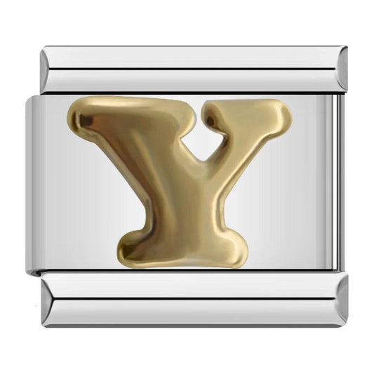 Letter Y in Gold, on Silver - Charms Official