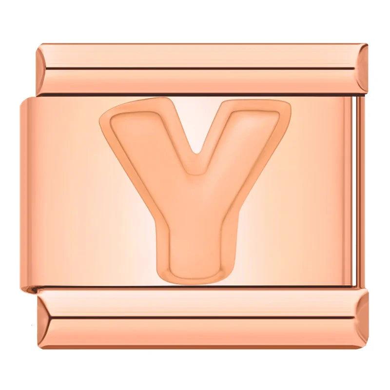 Letter Y in Rose Gold, on Rose Gold - Charms Official