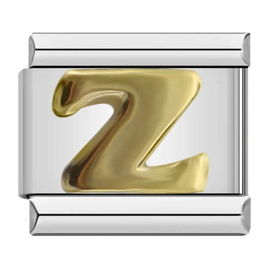 Letter Z in Gold, on Silver - Charms Official