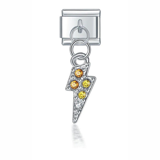 Lightning bolt with stones, on Silver - Charms Official