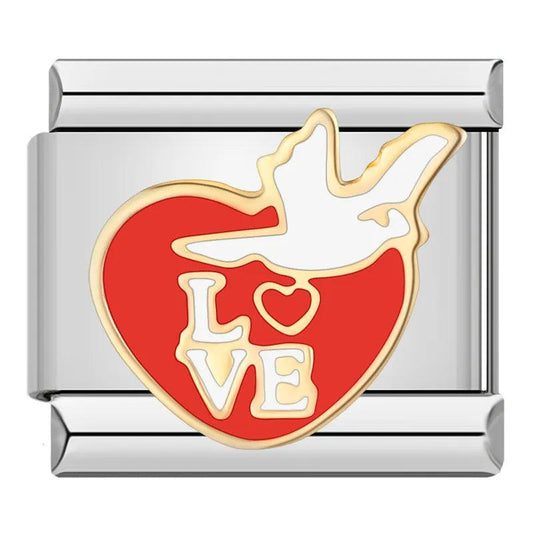 Love on a Red Heart and a Dove - Charms Official