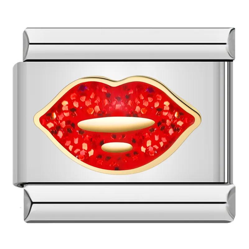 Luscious Glitter Mouth, on Silver - Charms Official