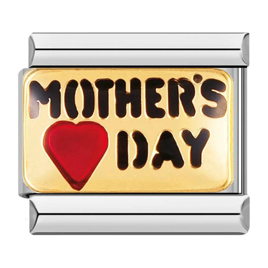 Mother's Day with a Red Heart, on Silver - Charms Official
