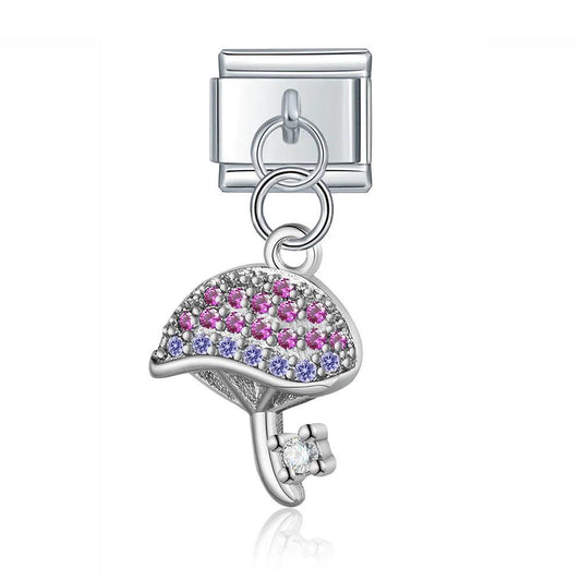 Mushroom Key with Stones, on Silver - Charms Official