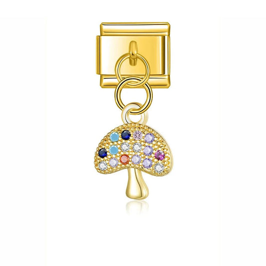 Mushroom with Stones, on Gold - Charms Official
