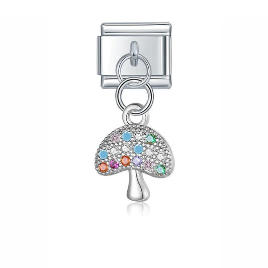 Mushroom with Stones, on Silver - Charms Official