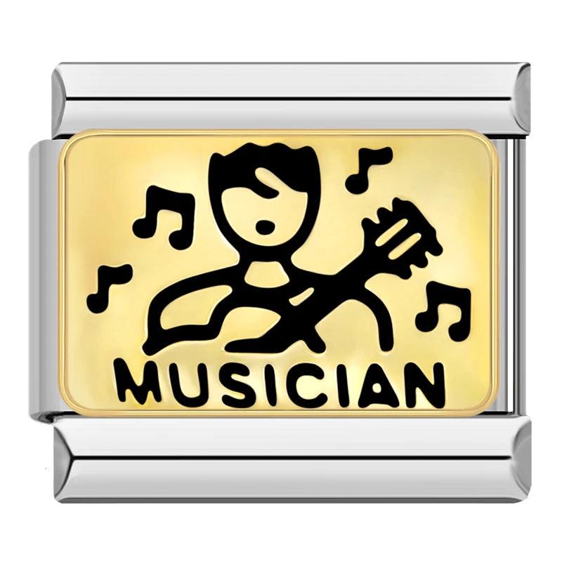 Musician, Gold Plate, on Silver - Charms Official