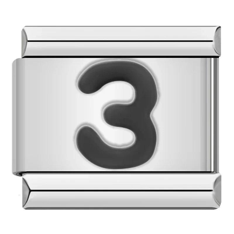 Number 3, on Silver - Charms Official