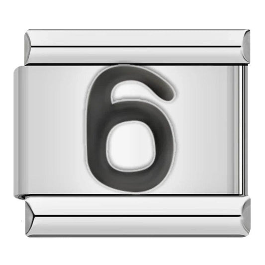 Number 6, on Silver - Charms Official